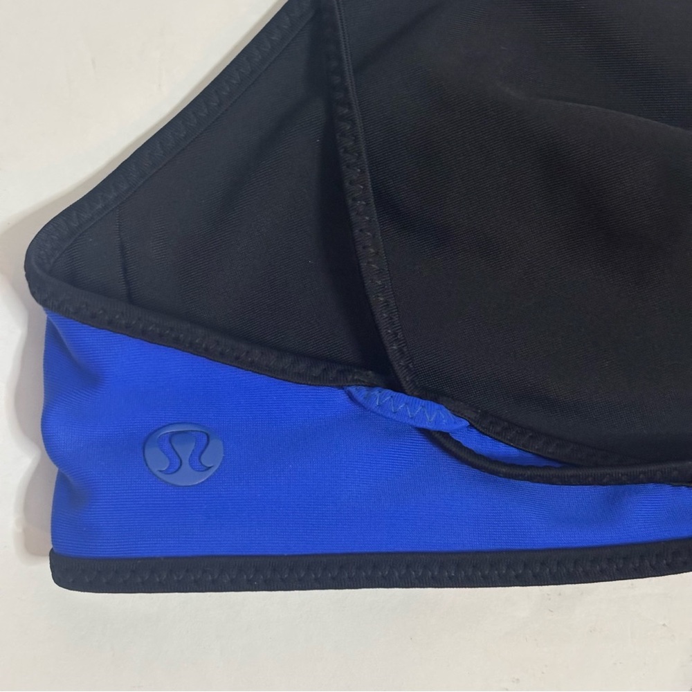 Lululemon Surf To Sand Black Blue Reversible Triangle Convertible Tie Bikini Top - Picture 4 of 9
